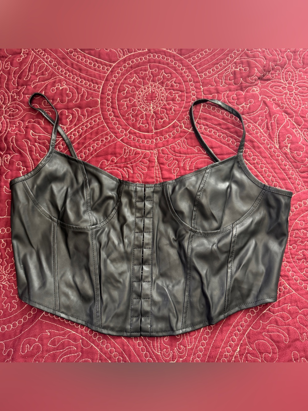 Blush Mark Black Faux Leather Corset Size XL